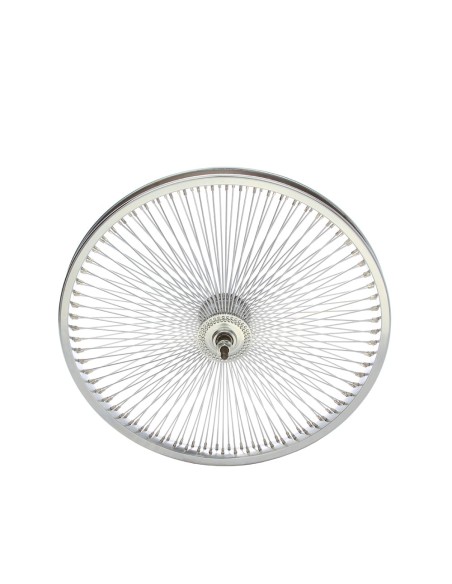 20 Steel Front Wheel 144 Spoke 14g UCP 3/8 Axle Single Wall Chrome.